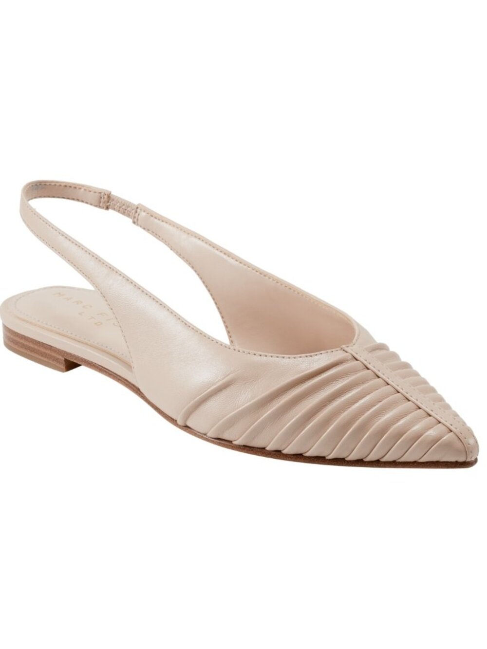 130$ Marc Fisher Dalatee Ruched Slingback Flats Women's Size 8.5 Natural Cream